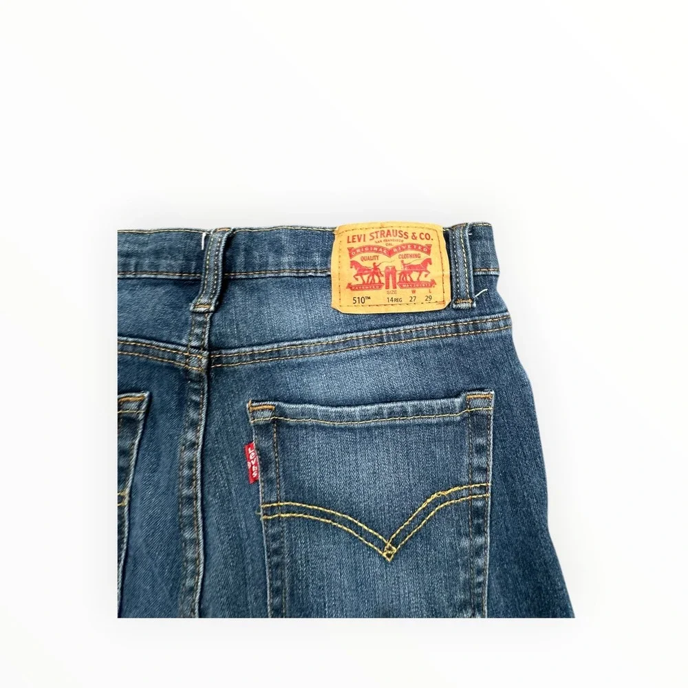 Levi's Jeans Boys 14 Reg Blue 510 Skinny‎ W27 L29 Medium Wash Denim Stretch